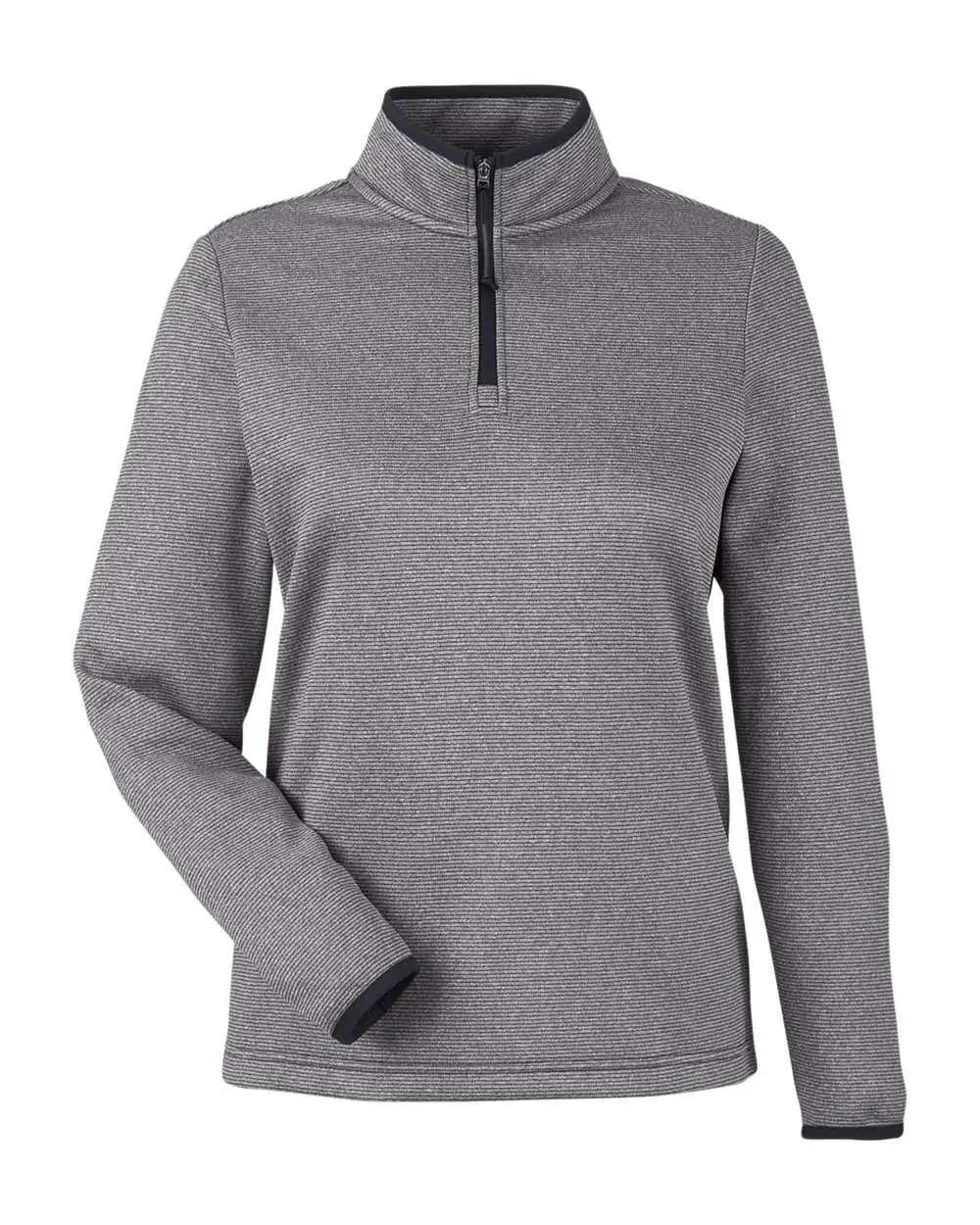 CORE365 Women's Venture Heathered Stripe Quarter-Zip Pullover in Black/ White