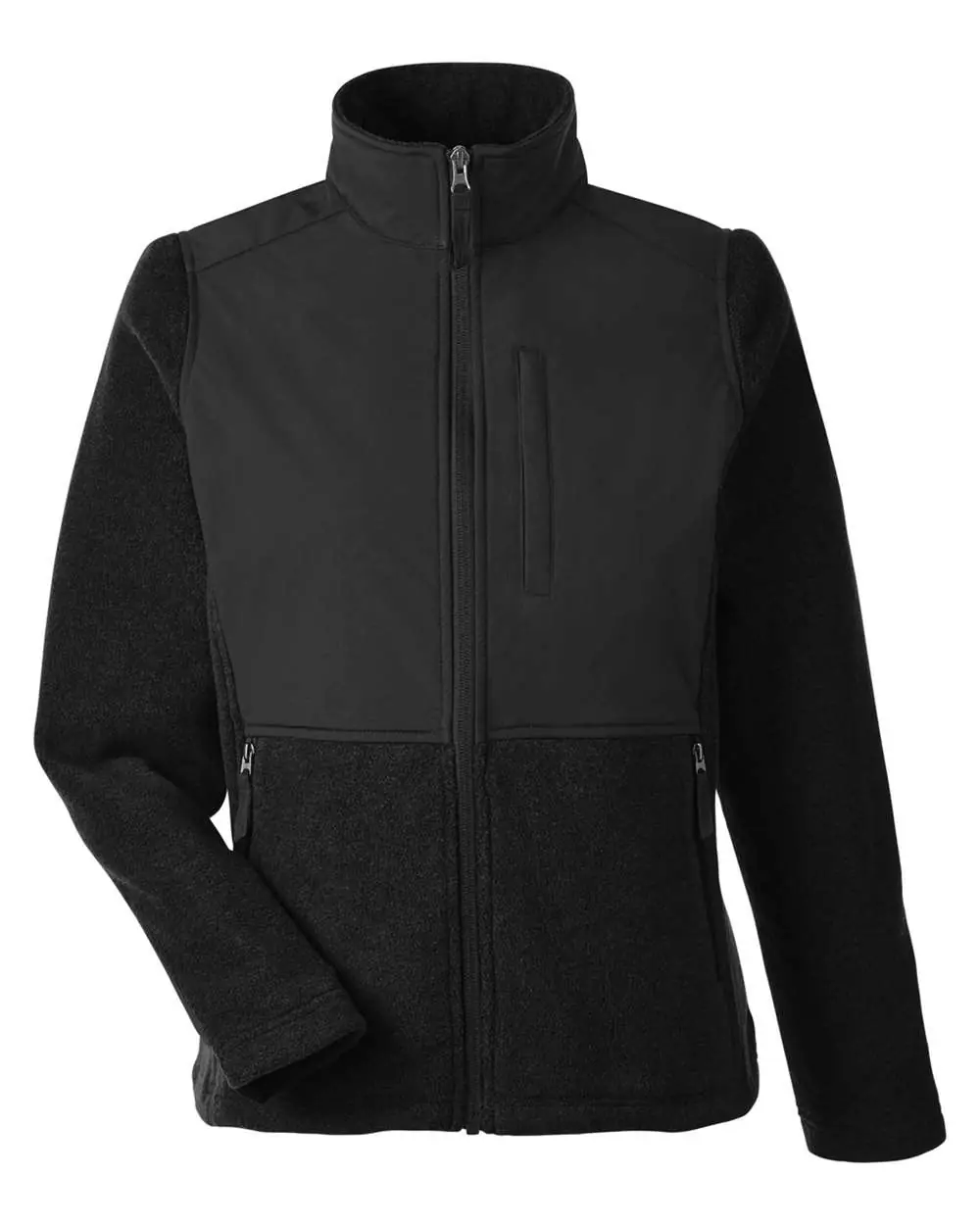CORE365 Women's Journey Summit Hybrid Full-Zip in Black/ Black