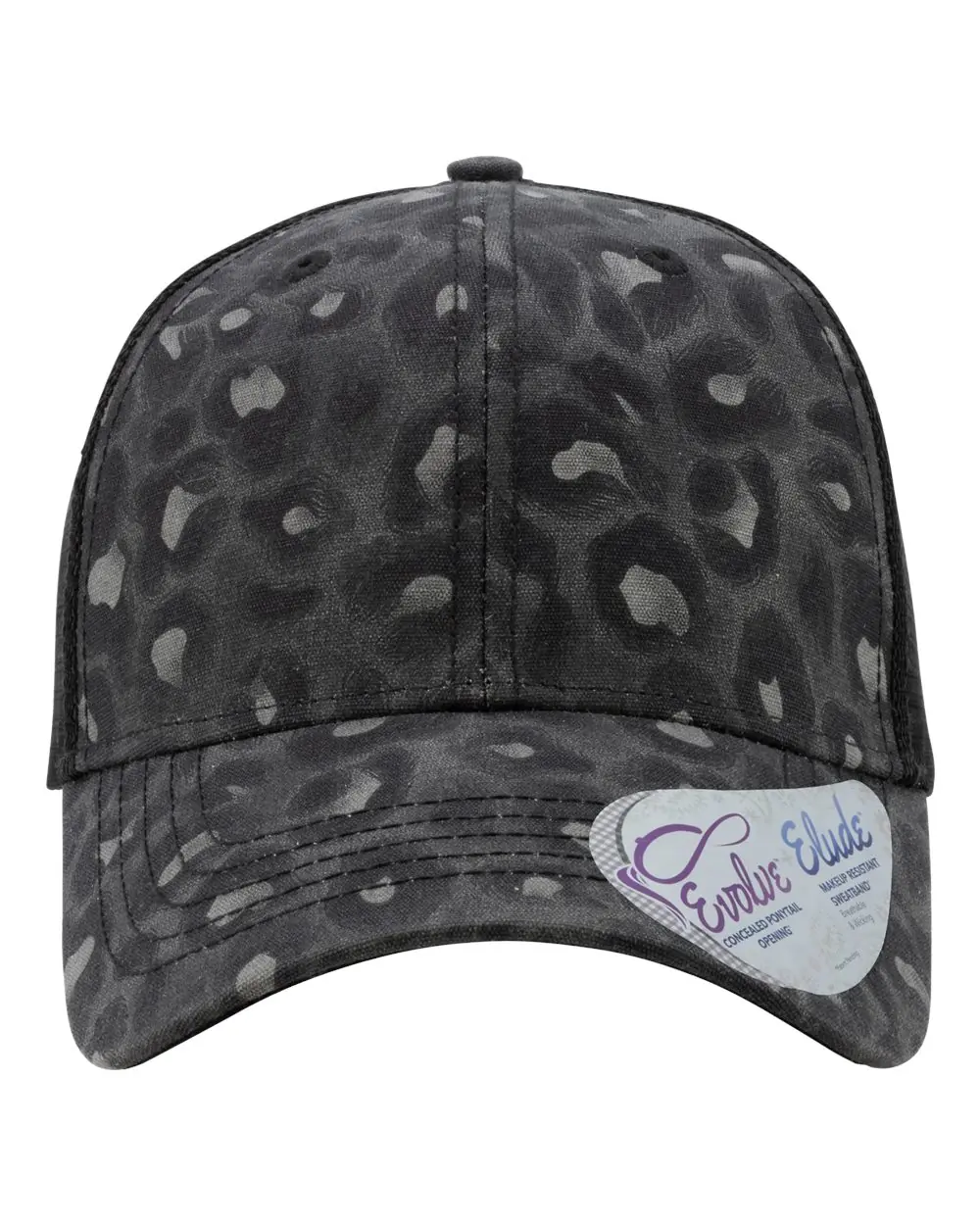 Infinity Her Women's Modern Trucker Cap in Black Leopard/ Black