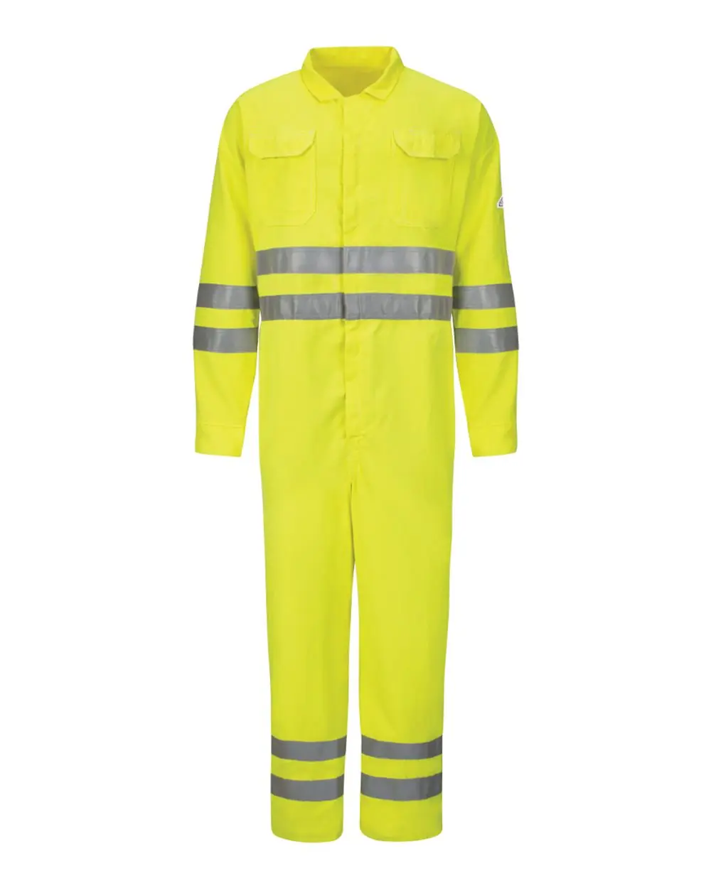 Bulwark Men's Hi-Vis Deluxe Coverall with Reflective Trim - CoolTouch® 2 - 7 oz. in HV-Fluorescent Yellow/ Green