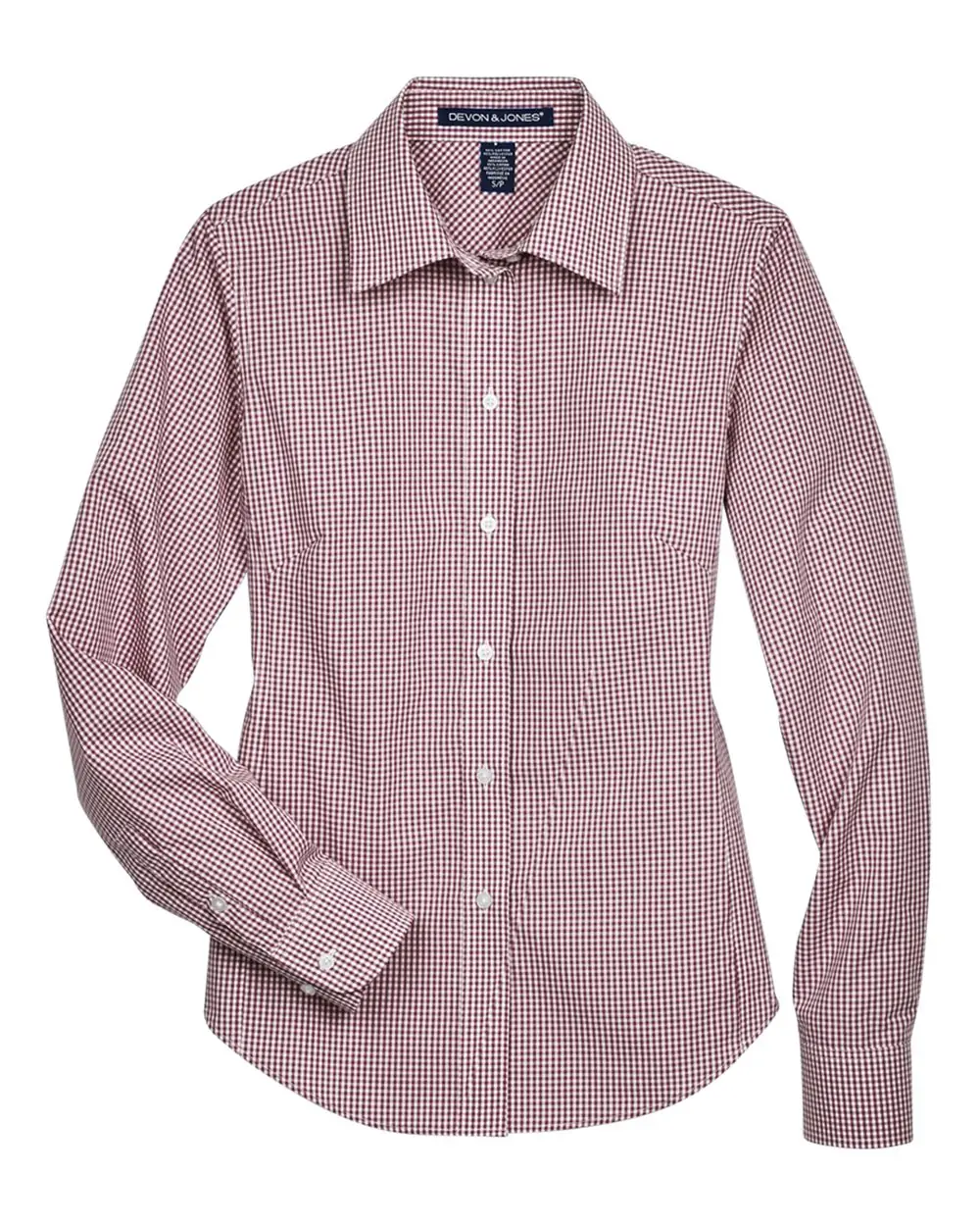 Devon & Jones Women's Crown Collection® Gingham Check Woven Dress Shirt in Burgundy