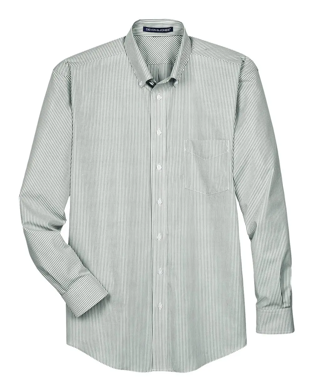 Devon & Jones Men's Crown Collection® Banker Stripe Woven Dress Shirt in Dill