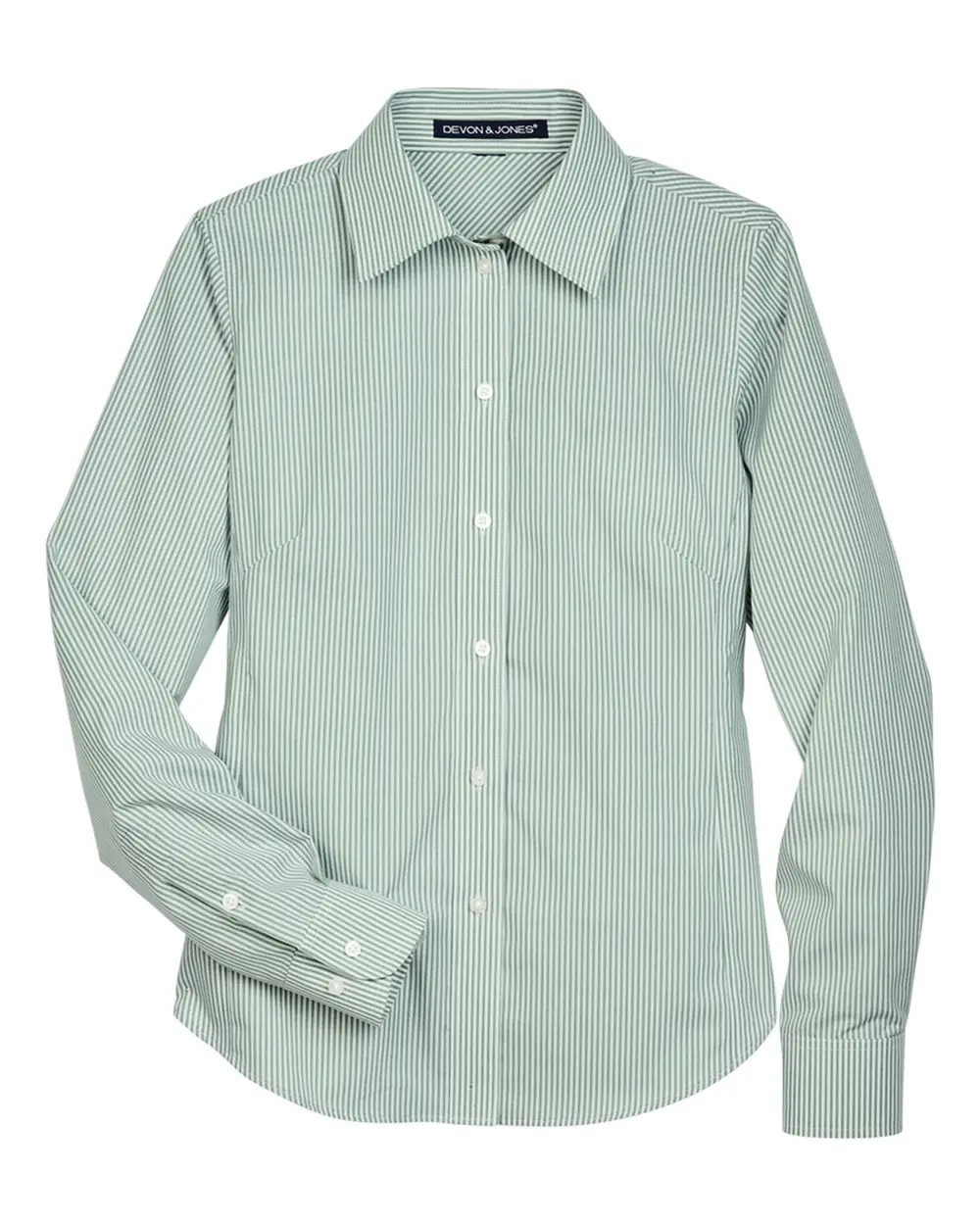 Devon & Jones Women's Crown Collection® Banker Stripe Woven Dress Shirt in Dill