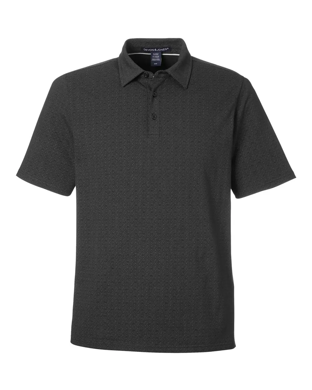 Devon & Jones Men's Crownlux Performance® Geo Polo in Black/ Graphite