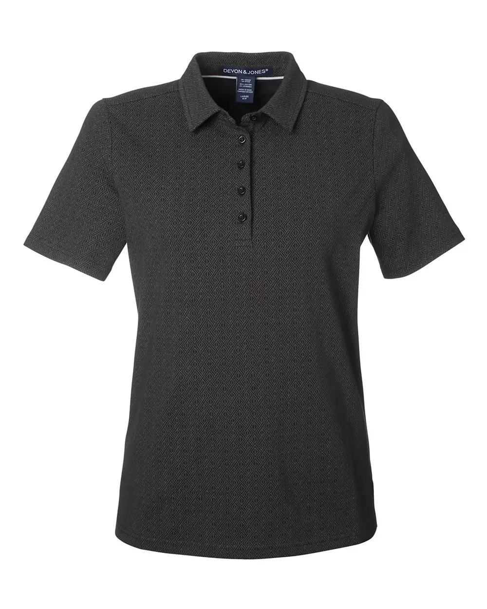 Devon & Jones Women's Crownlux Performance® Geo Polo in Black/ Graphite