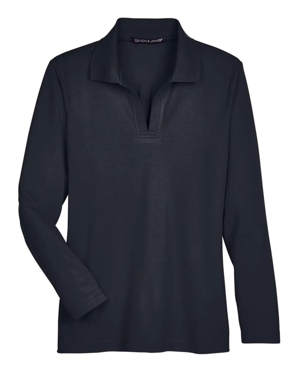 Devon & Jones Women's CrownLux Performance® Plaited Long Sleeve Polo in Black