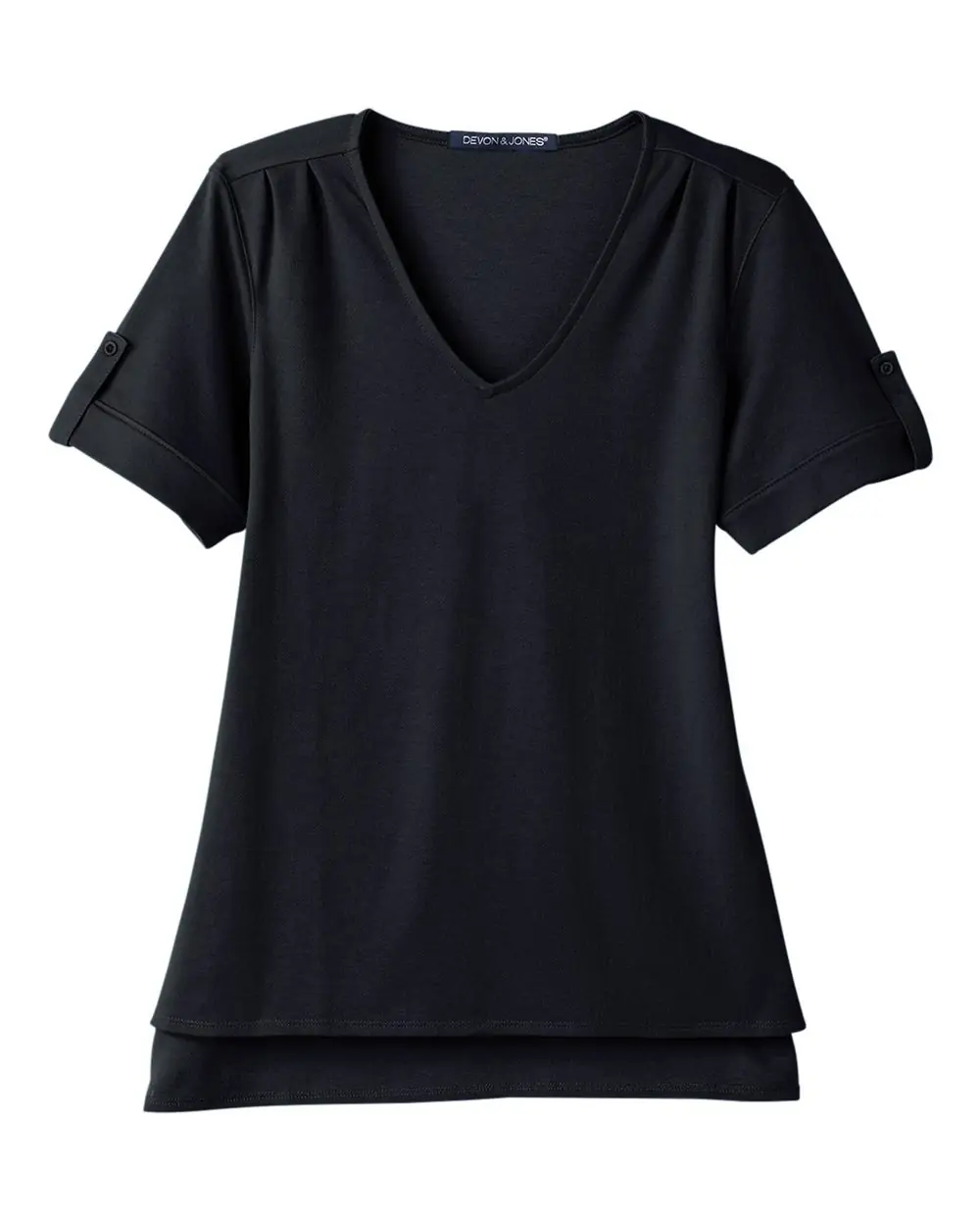 Devon & Jones Women's CrownLux Performance® Plaited Rolled Sleeve Shirt in Black