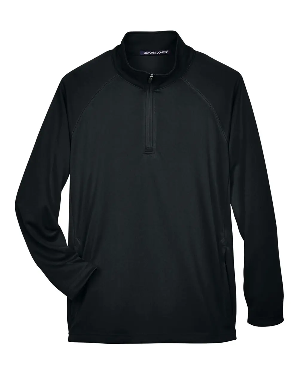 Devon & Jones Men's Stretch Tech-Shell® Compass Quarter-Zip Pullover in Black