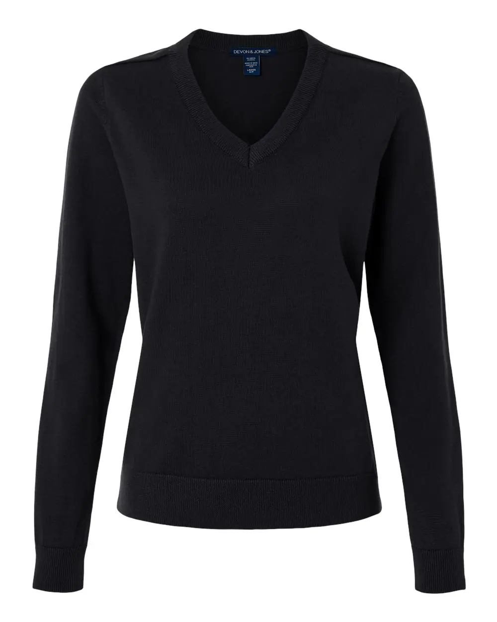 Devon & Jones Women's New Classics V-Neck Sweater in Black