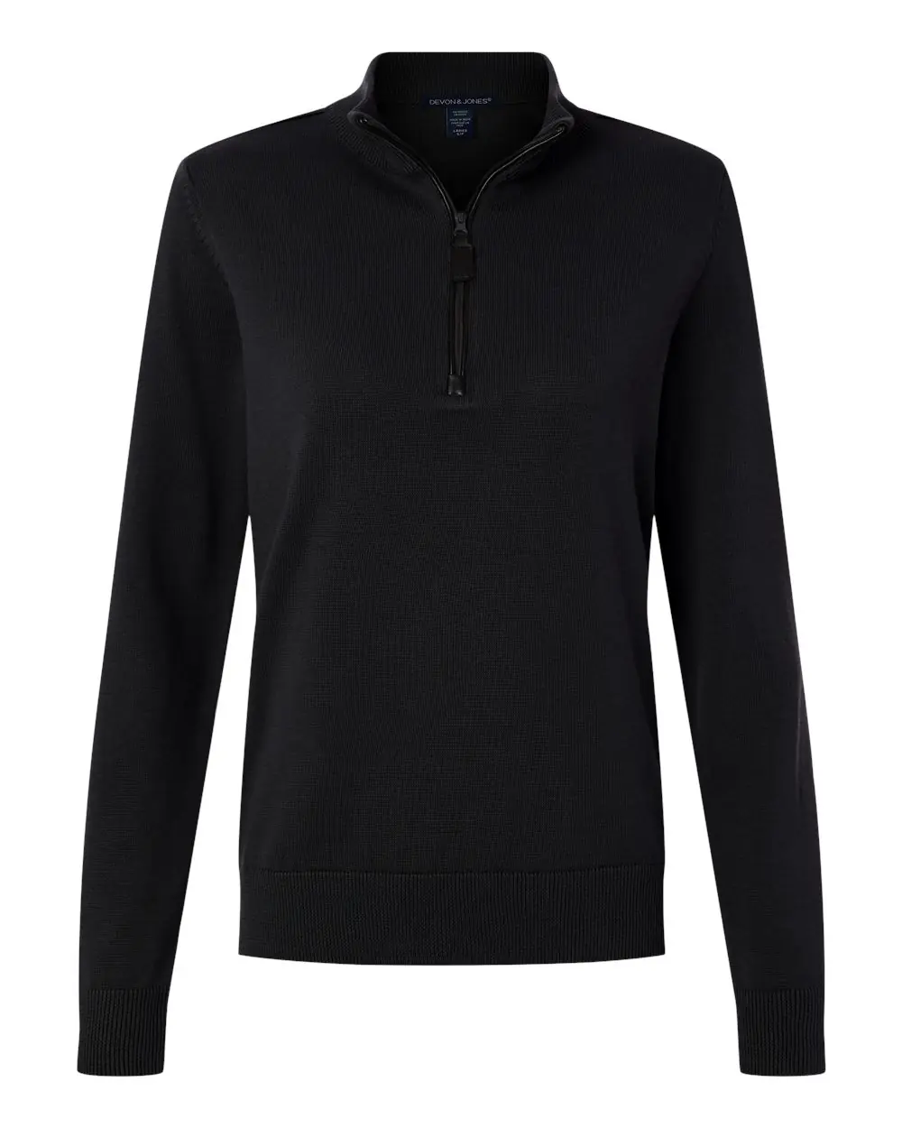 Devon & Jones Women's New Classics Quarter-Zip Sweater in Black