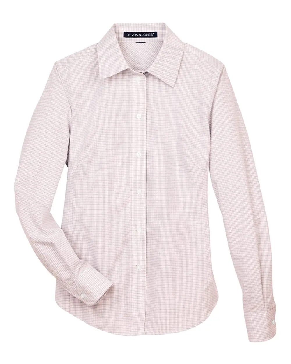 Devon & Jones Women's Crown Collection® Micro Tattersall Woven Dress Shirt in White/ Burgundy/ Silver