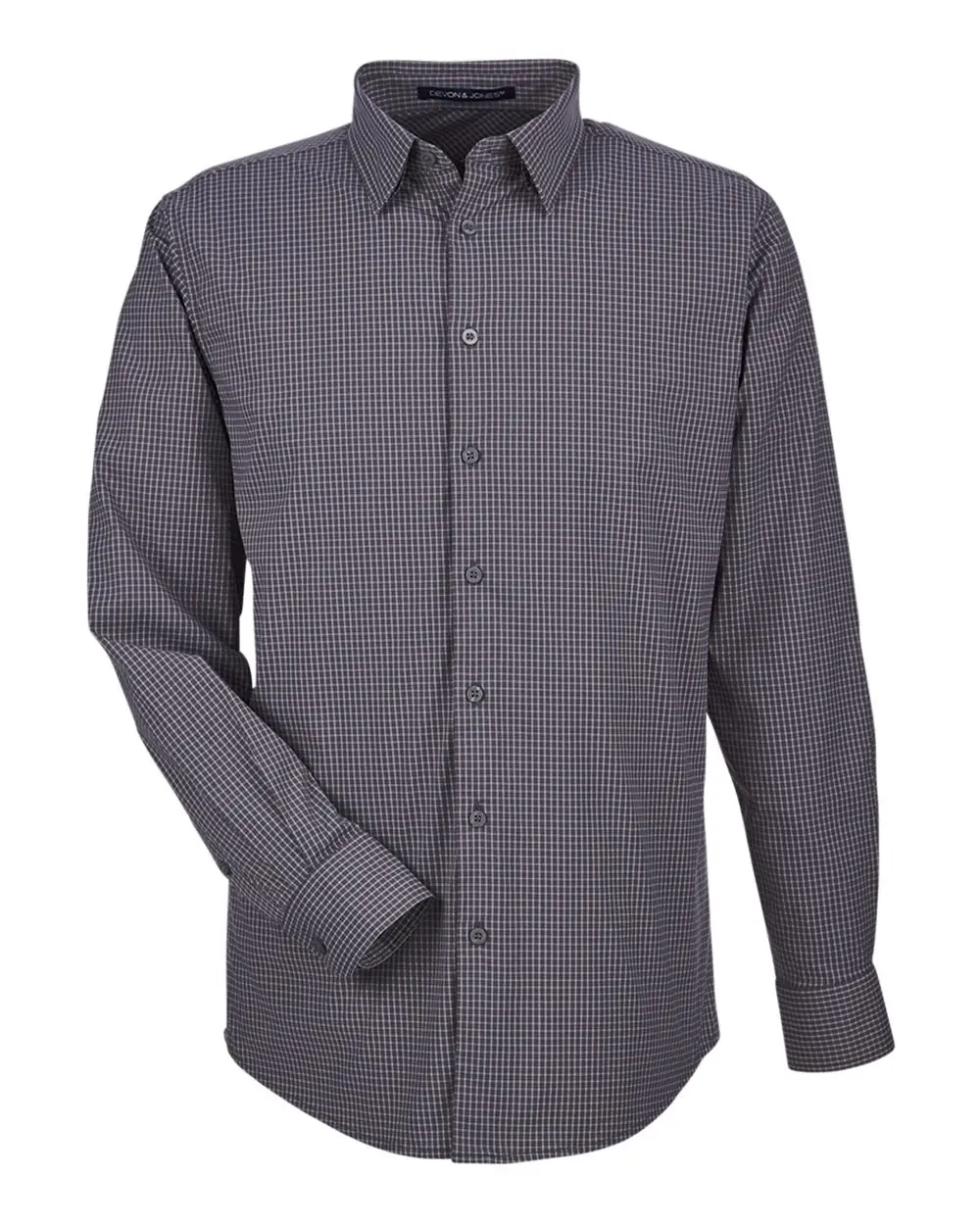 Devon & Jones Men's CrownLux Performance® Tonal Mini Check Woven Dress Shirt in Carbon
