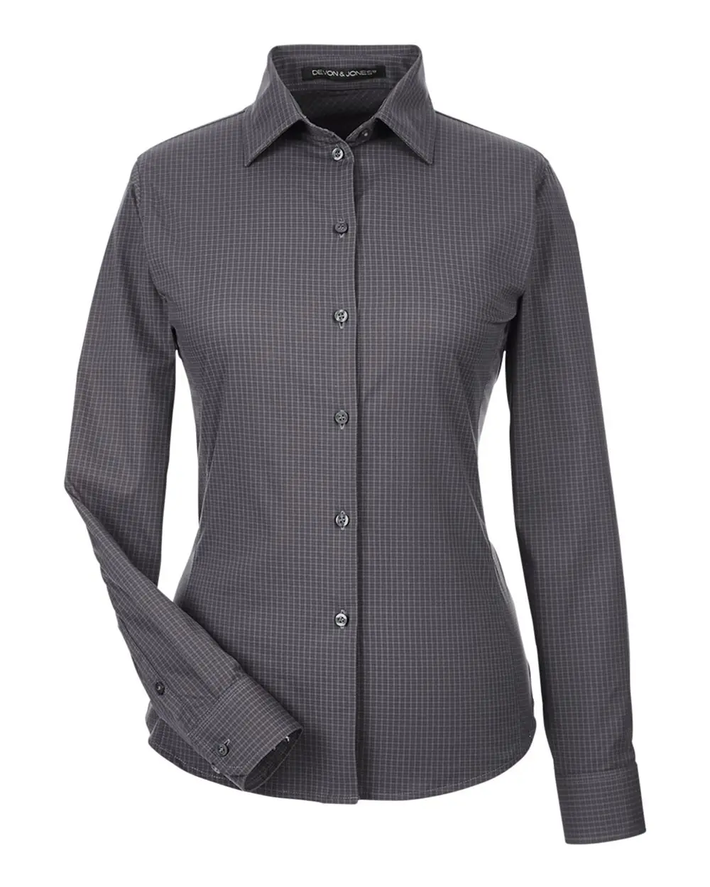 Devon & Jones Women's CrownLux Performance® Tonal Mini Check Woven Dress Shirt in Carbon
