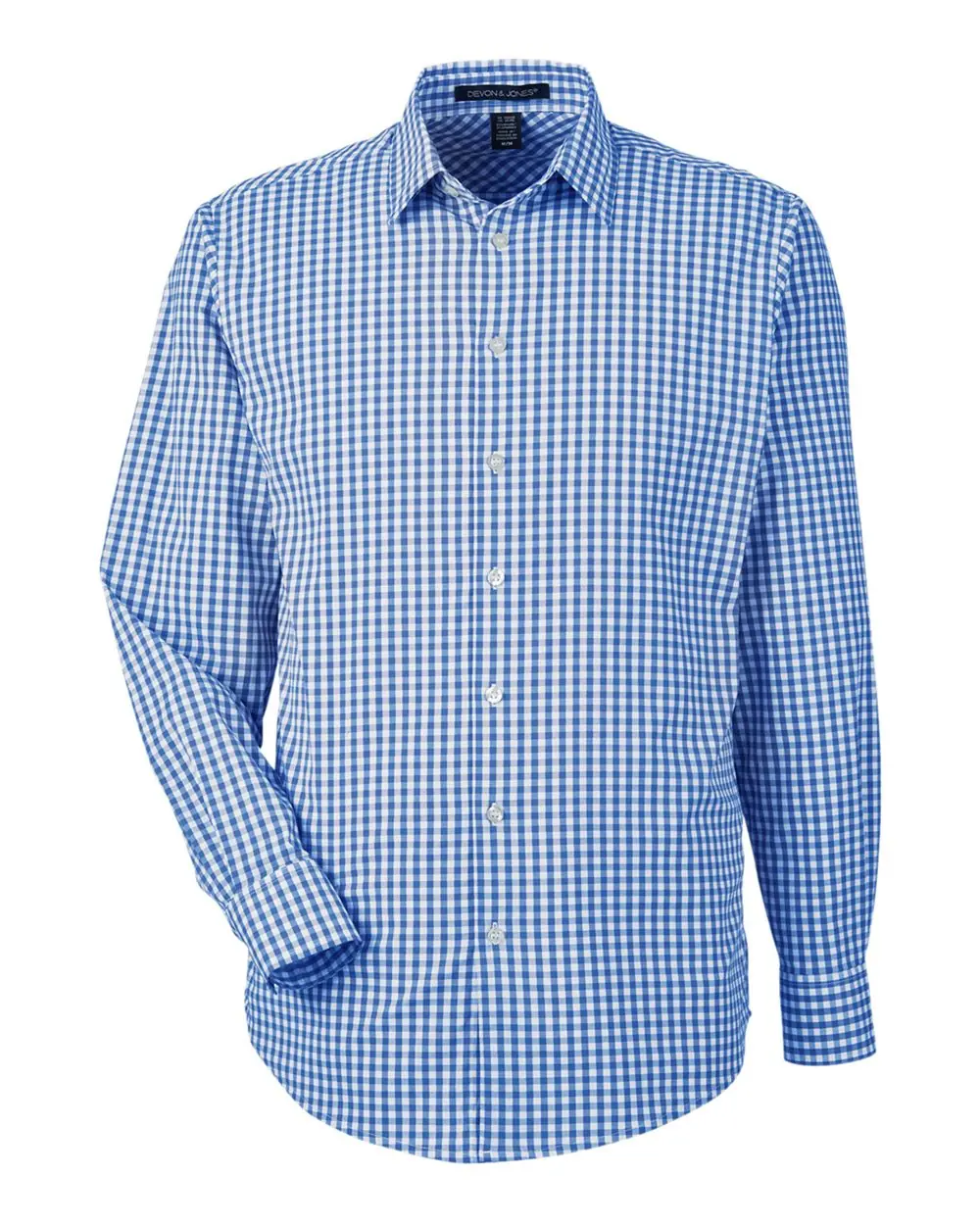 Devon & Jones Men's CrownLux Performance® Gingham Dress Shirt in French Blue/ White