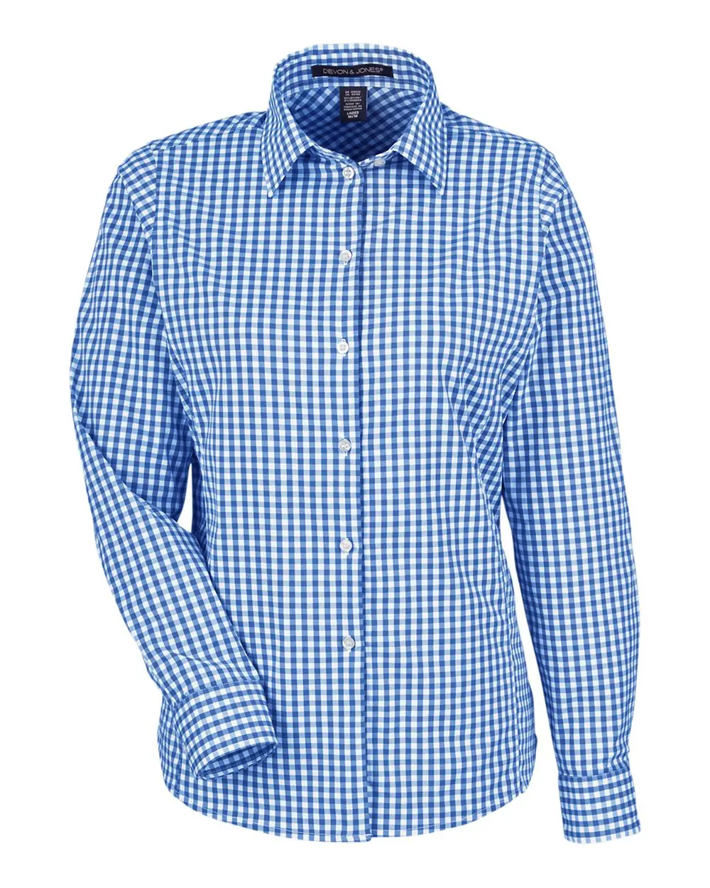 Devon & Jones Women's CrownLux Performance® Gingham Dress Shirt in French Blue/ White