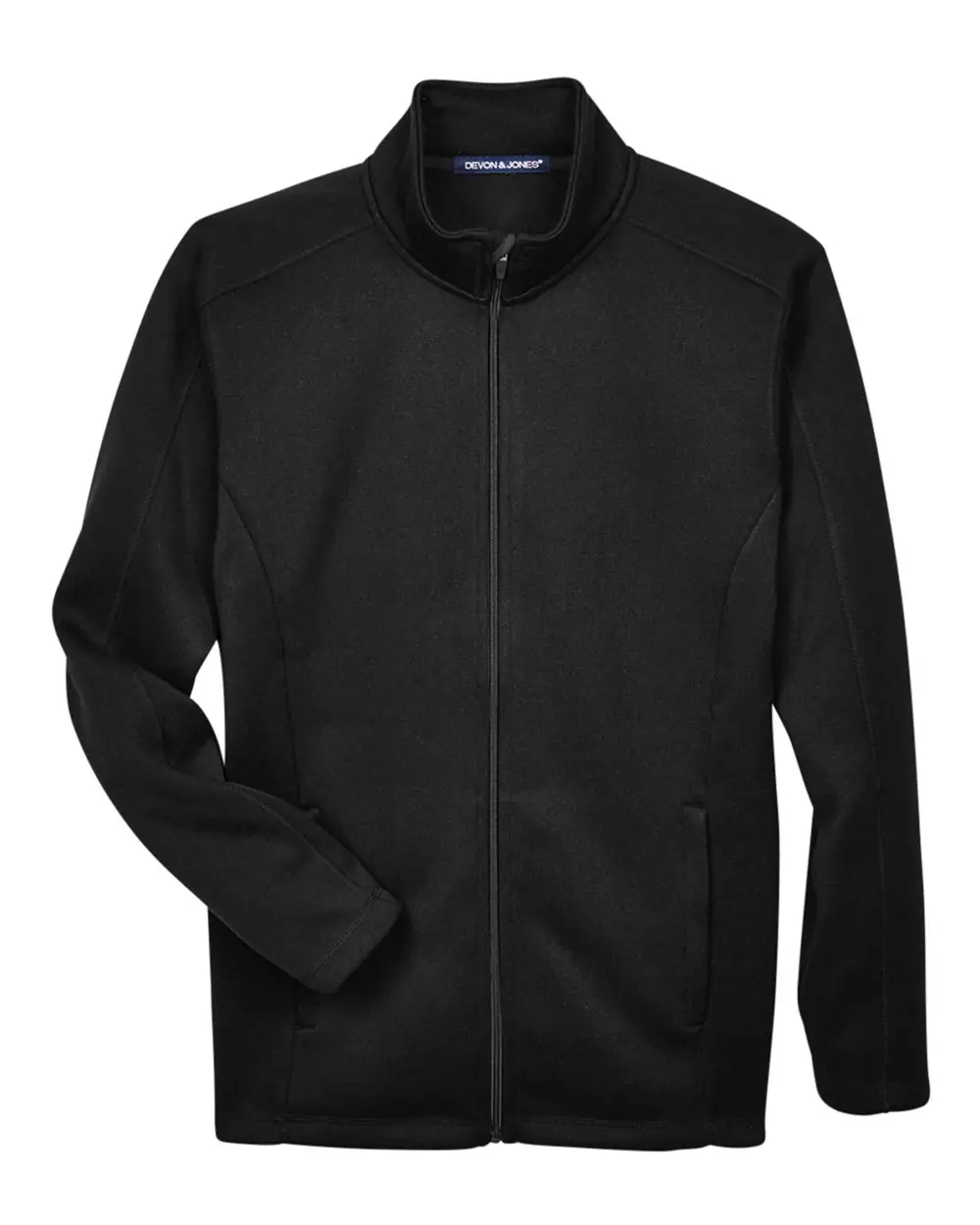 Devon & Jones Men's Bristol Full-Zip Sweater Fleece Jacket in Black