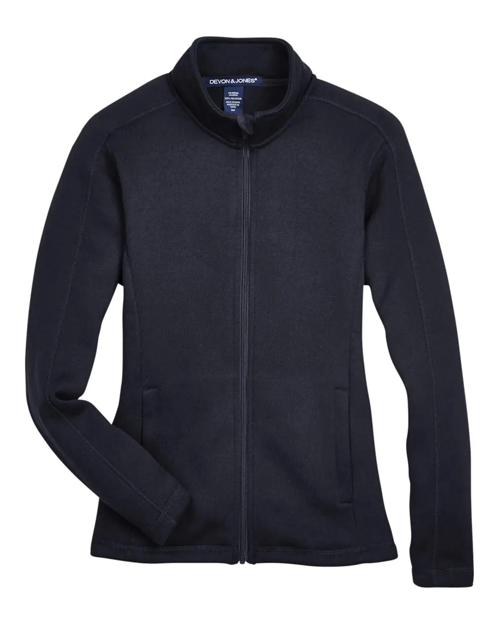 Devon & Jones Women's Bristol Full-Zip Sweater Fleece Jacket in Black