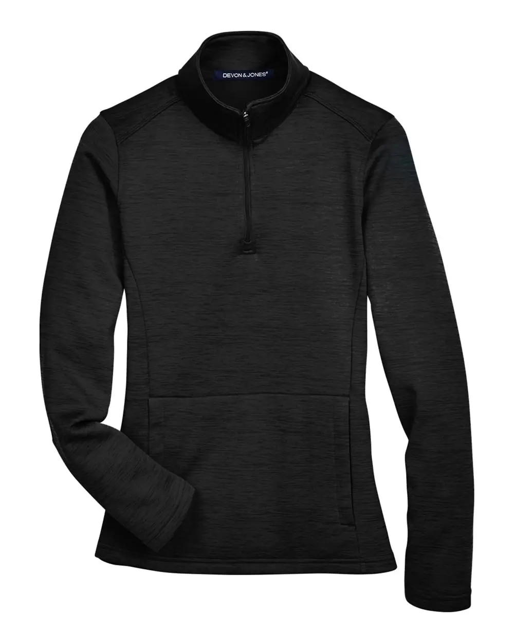 Devon & Jones Women's Newbury Mélange Fleece Quarter-Zip Pullover in Black Heather