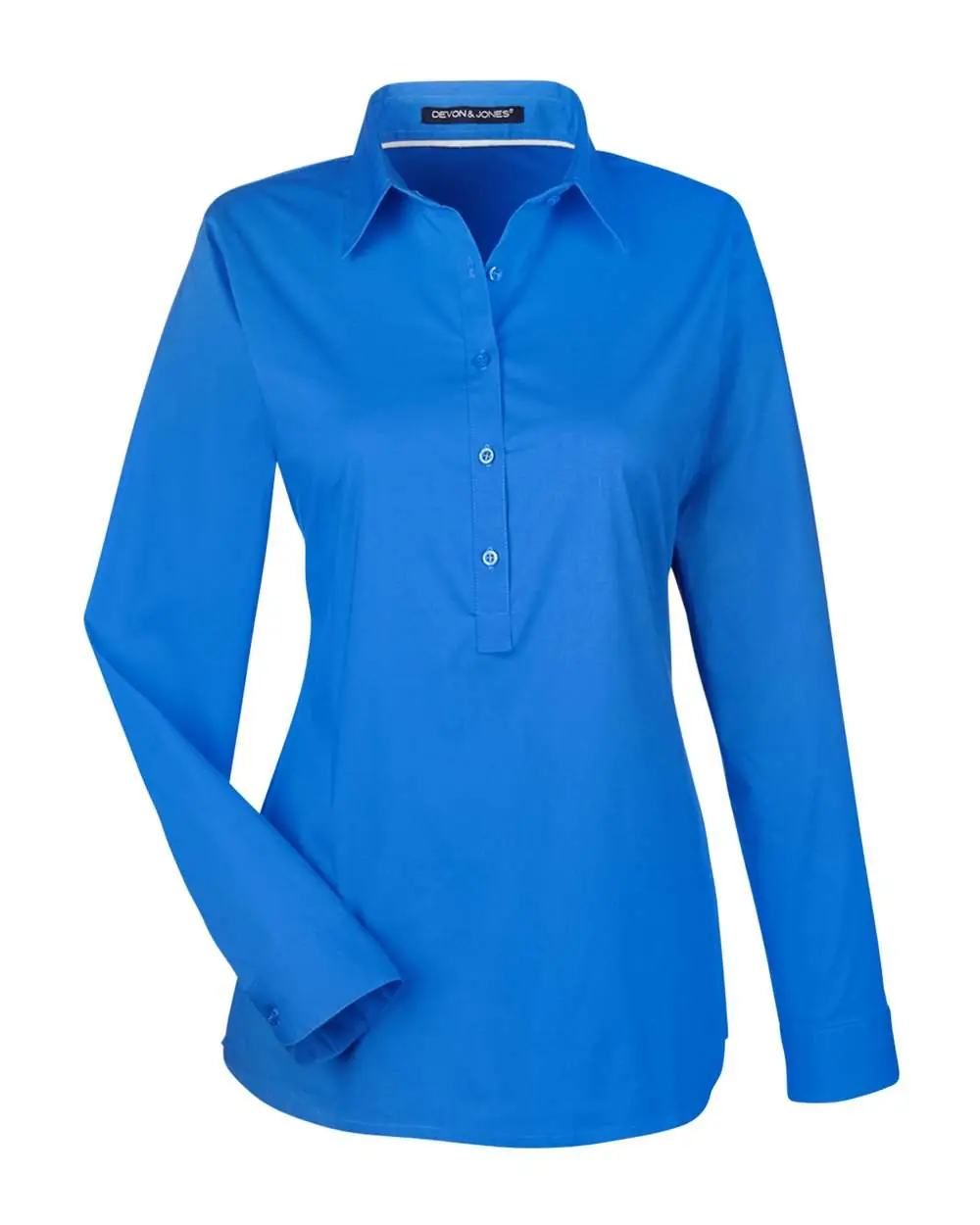 Devon & Jones Women's Perfect Fit™ Half-Placket Tunic Dress Shirt in French Blue