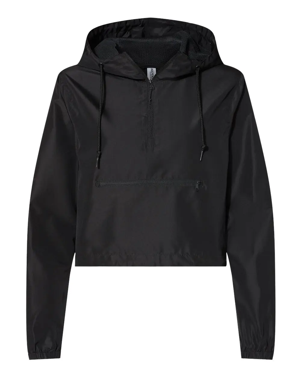 Independent Trading Co. Women's Lightweight Quarter-Zip Pullover Crop Windbreaker in Black