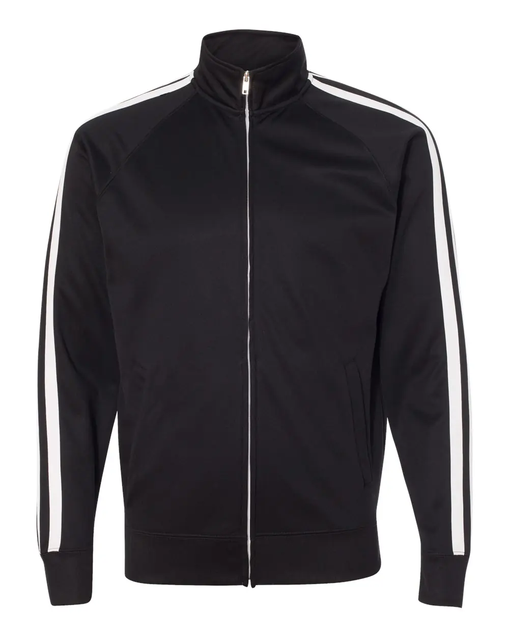 Independent Trading Co. Men's Lightweight Poly-Tech Full-Zip Track Jacket in Black