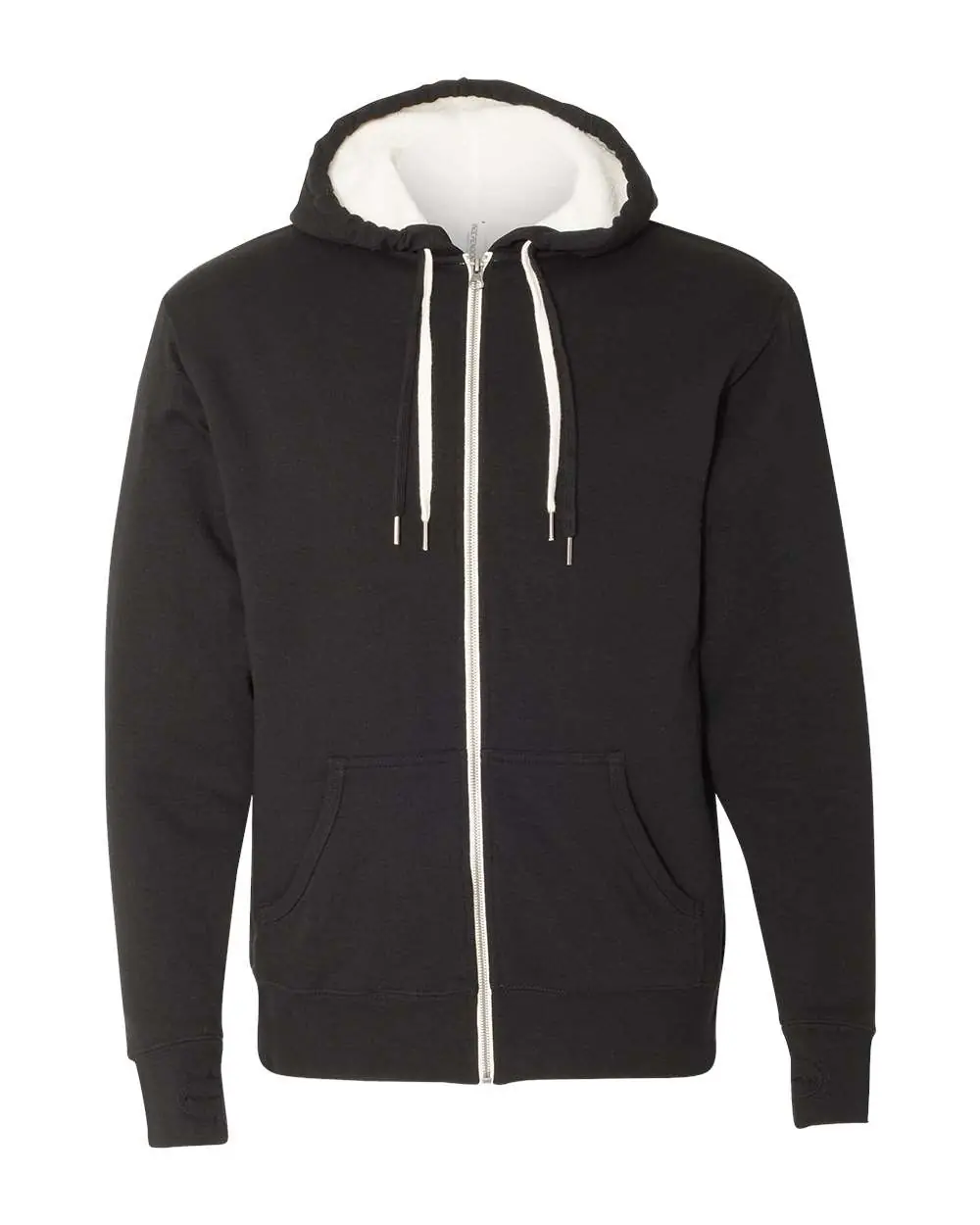 Independent Trading Co. Unisex Sherpa-Lined Hooded Sweatshirt in Black