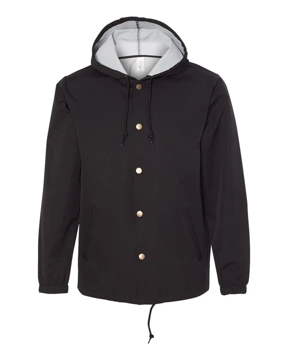 Independent Trading Co. Men's Water-Resistant Hooded Windbreaker in Black
