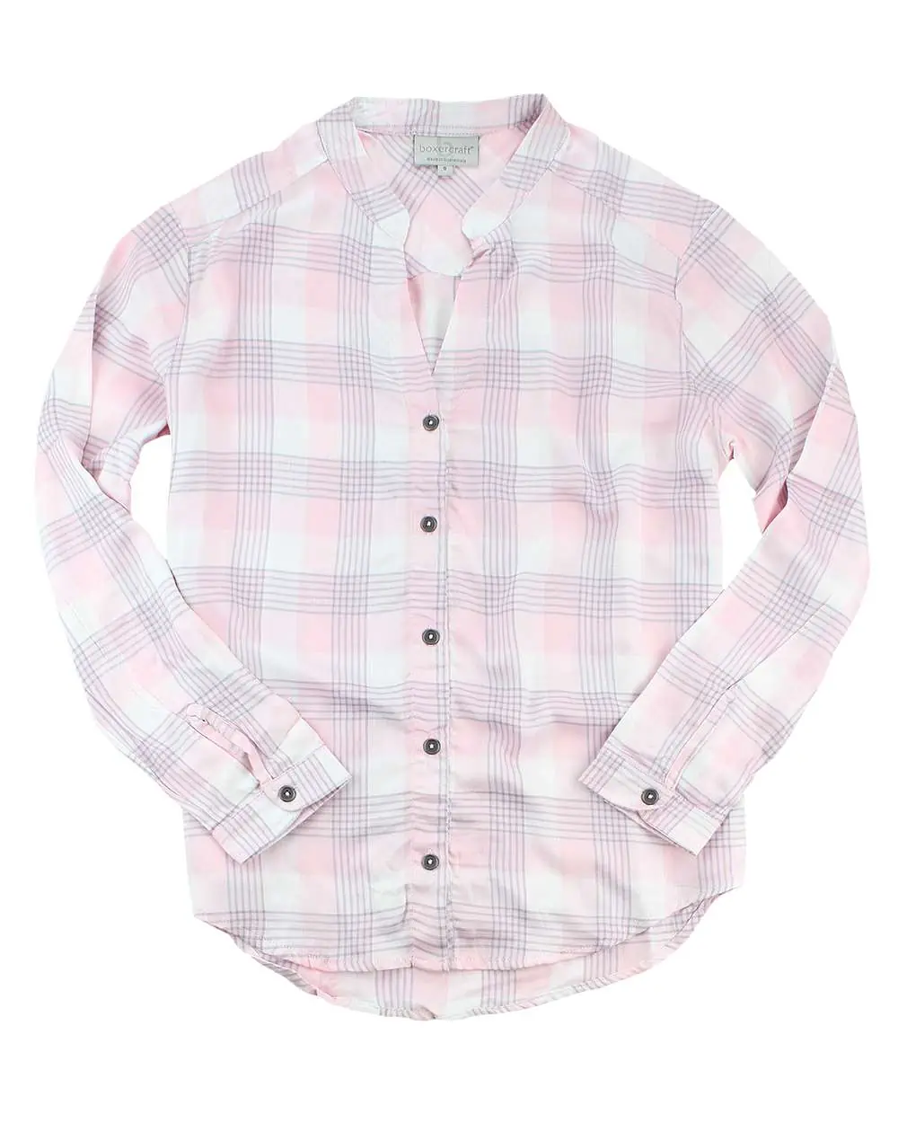 Boxercraft Women's Loungelite Button-Back Shirt in Pink/ White/ Grey