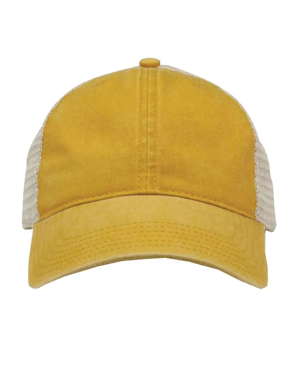 The Game Pigment-Dyed Trucker Cap in Mustard Yellow/ Stone