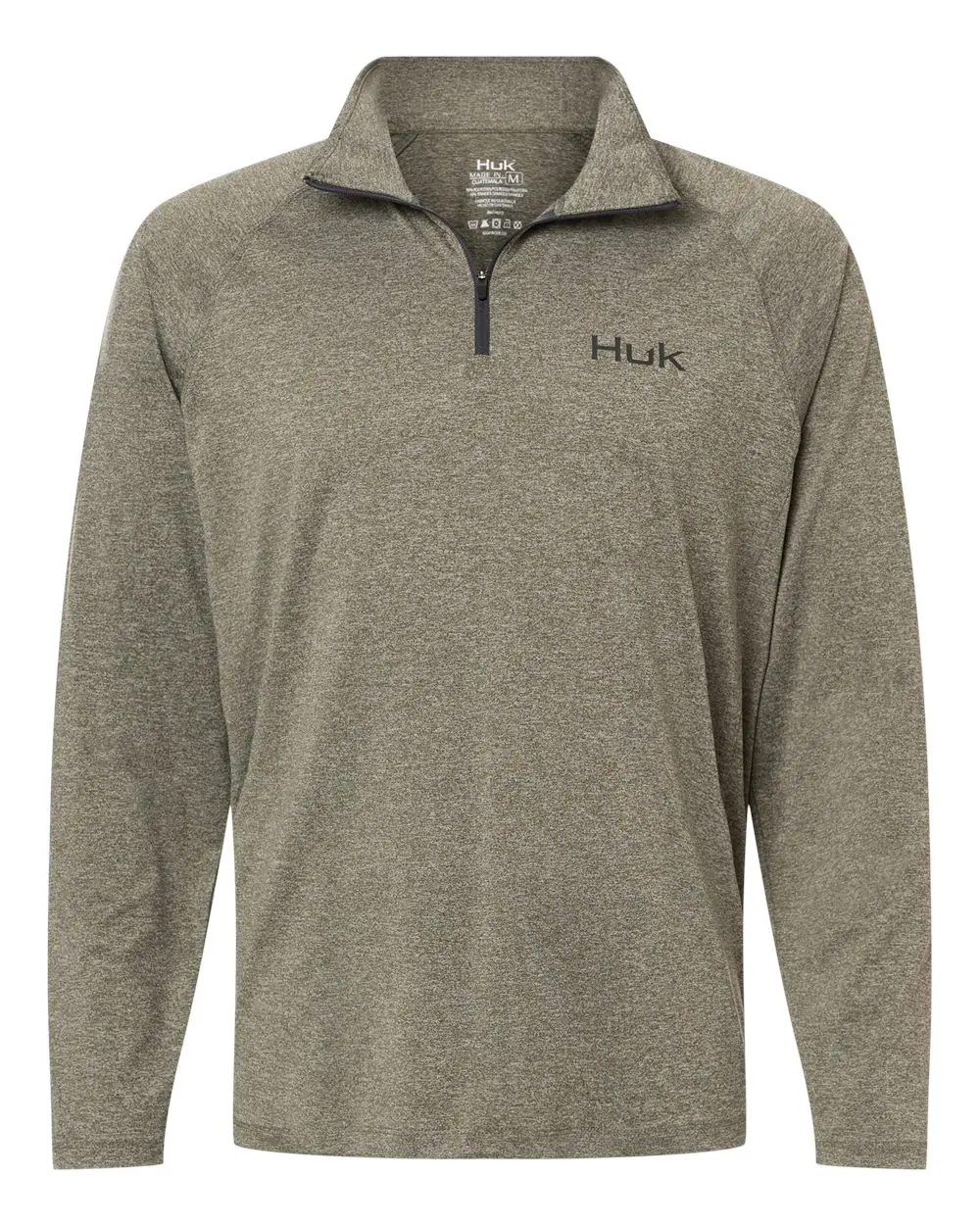 HUK Men's Airweight Heather Quarter-Zip Pullover in Heather Moss