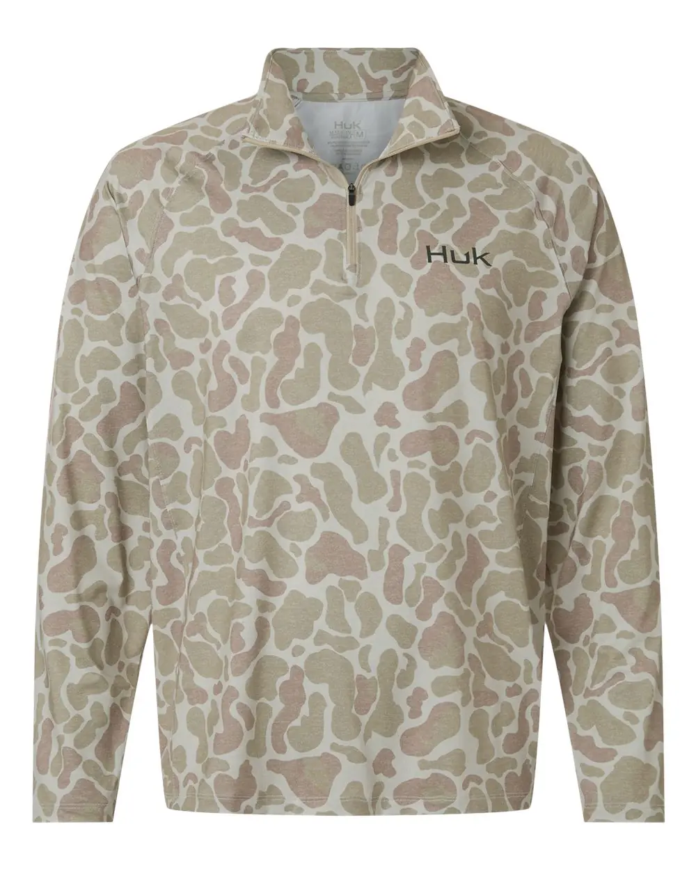HUK Men's Airweight KC Printed Quarter-Zip Pullover in Sand