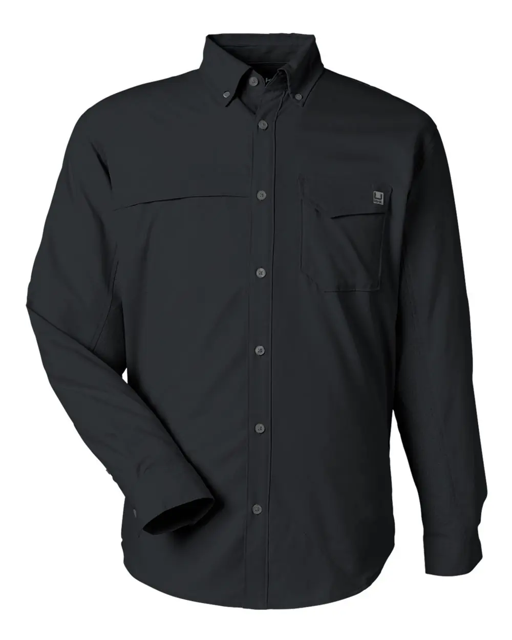 HUK Men's Tide Point Pocket Fishing Shirt in Black