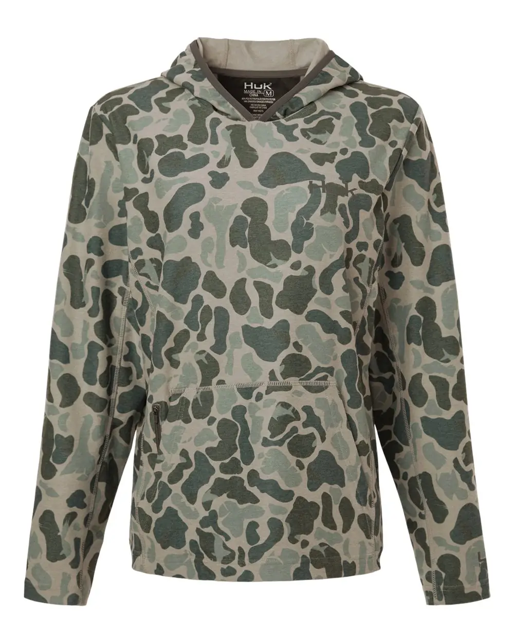 HUK Women's Coldfront+ KC Print Hooded Sweatshirt in Volcanic Ash