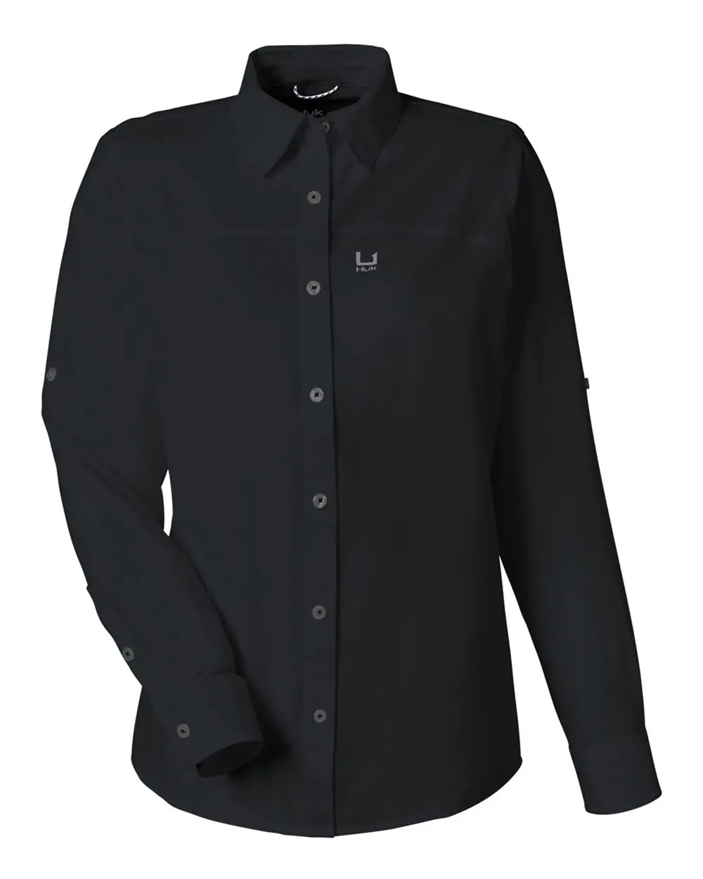 HUK Women's Tide Point Long Sleeve Shirt in Black