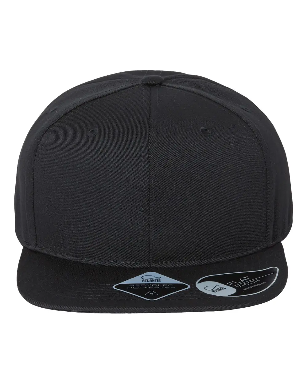 Atlantis Headwear Sustainable Flat Bill Cap in Black