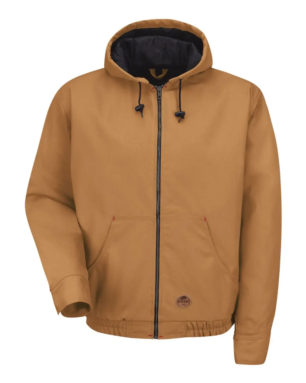 Red Kap Men's Blended Duck Zip-Front Hooded Jacket in Brown Duck