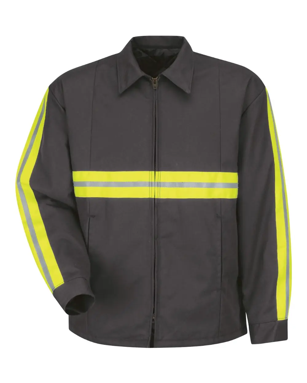 Red Kap Men's Enhanced Visibility Perma-Lined Panel Jacket in Charcoal