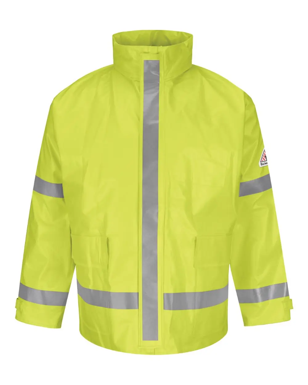 Bulwark Men's Hi-Visibility Flame-Resistant Rain Jacket in Yellow/ Green