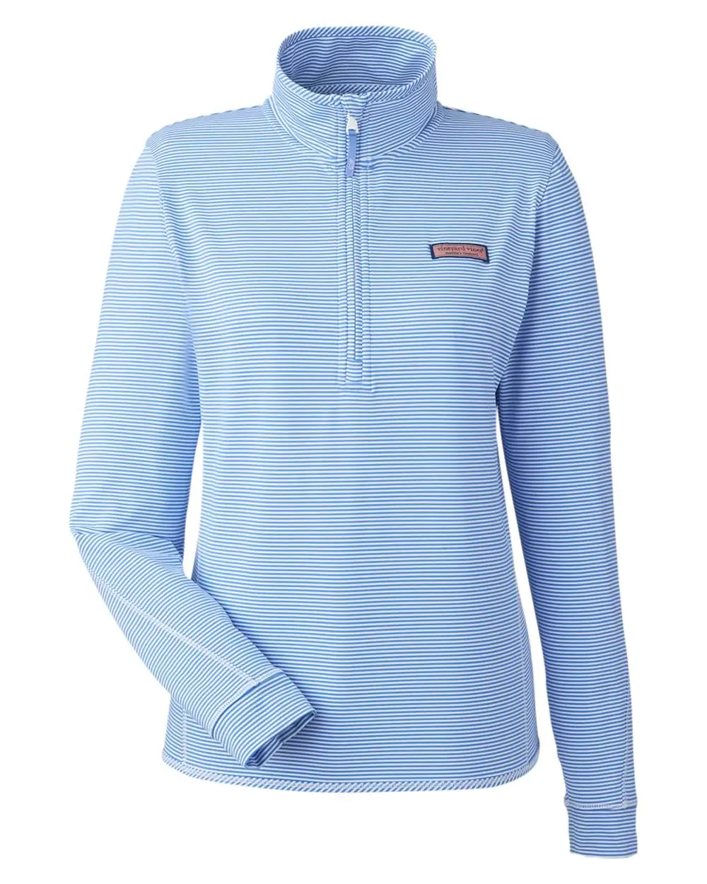 vineyard vines Women's Microstripe Sankaty Half-Zip Pullover in Breaker Blue