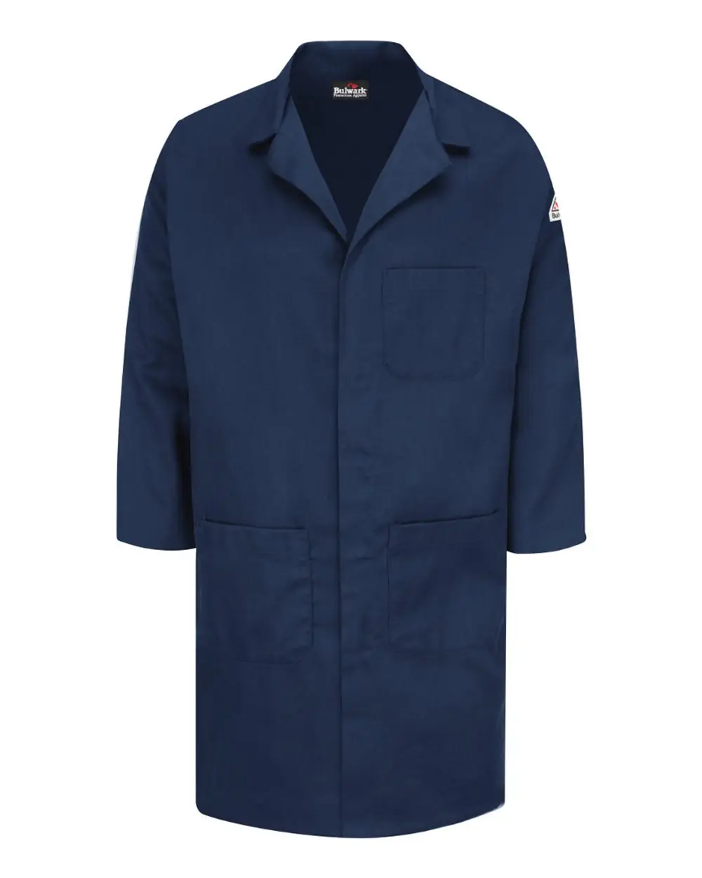 Bulwark Men's Concealed Snap Front Lab Coat - EXCEL FR® ComforTouch® - 6 oz. in Navy