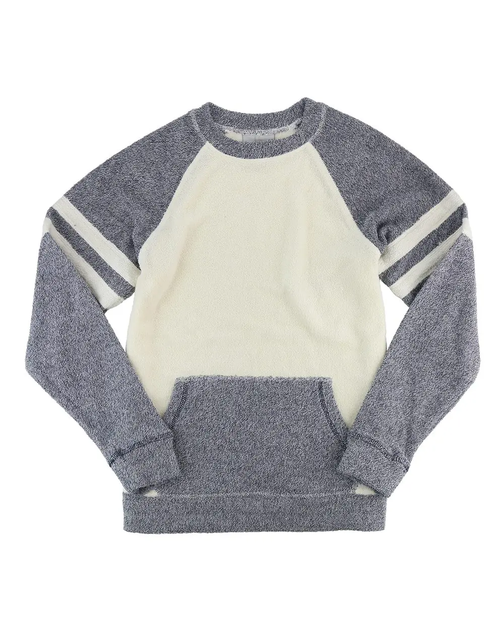 Boxercraft Women's Cozy Contrast Fleece Crewneck Pullover in Denim/ Oatmeal