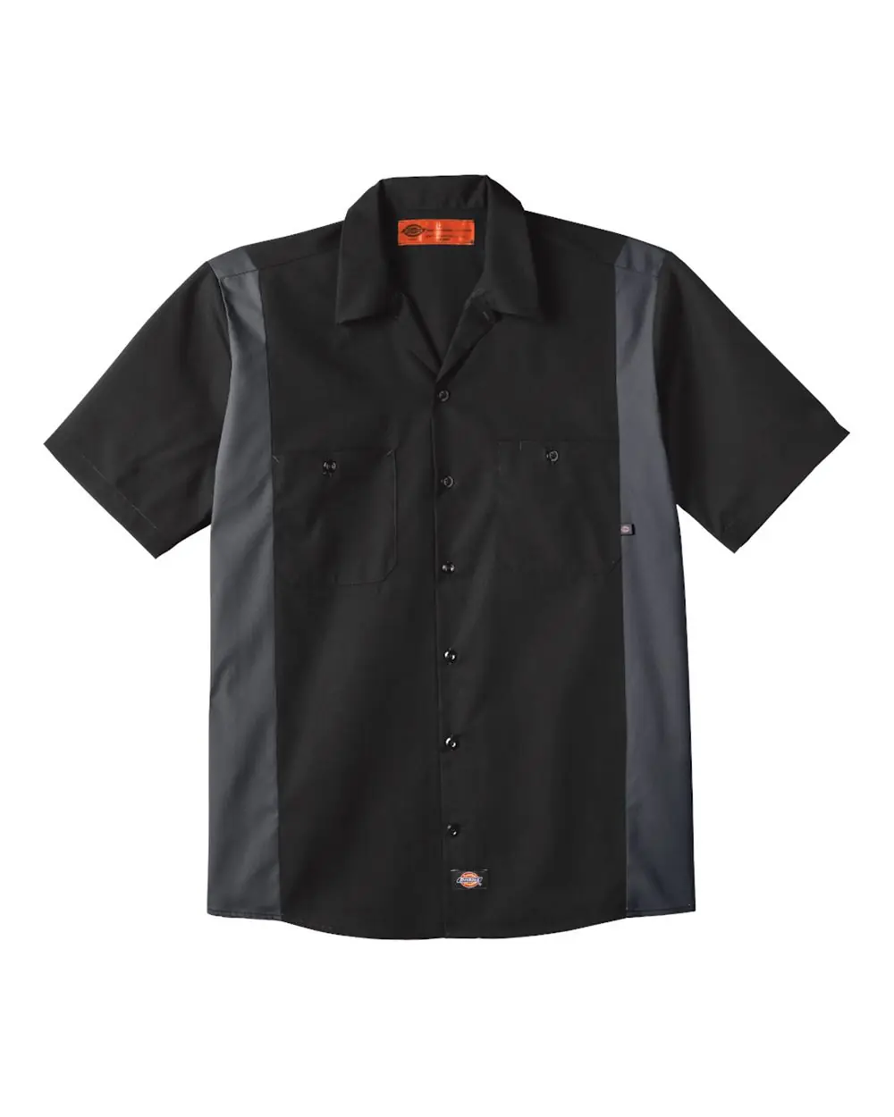 Dickies Men's Industrial Colorblocked Short Sleeve Shirt in Black/ Dark Charcoal
