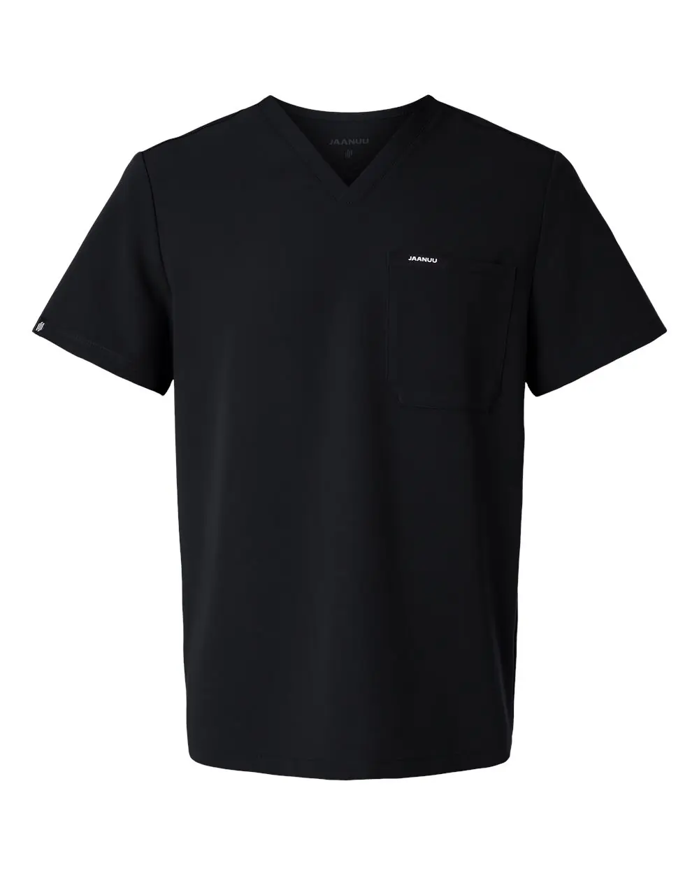 Jaanuu Men's Holmes Everyday 1-Pocket Scrub V-Neck Top in Black