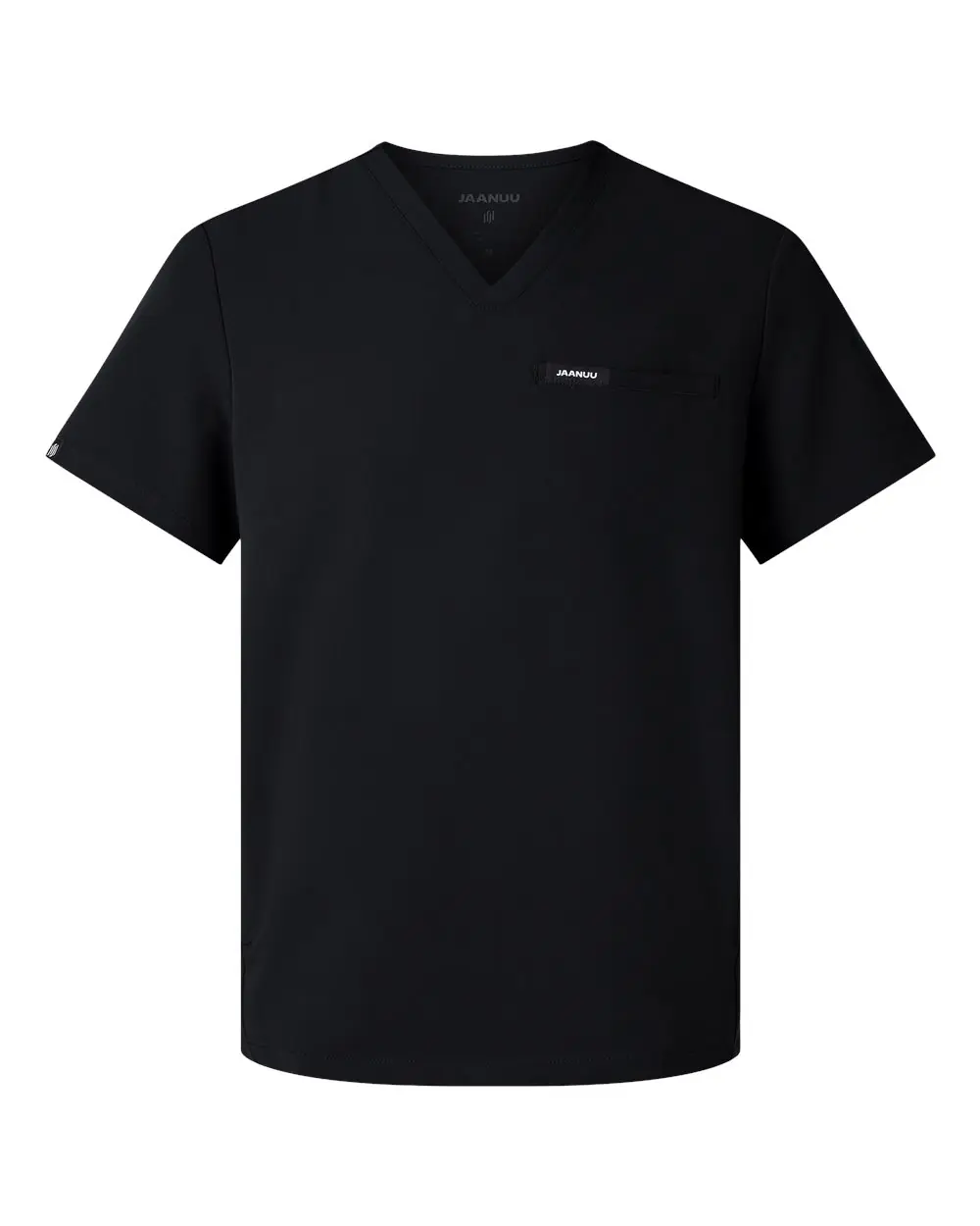 Jaanuu Men's Platt 3-Pocket Scrub V-Neck Top in Black