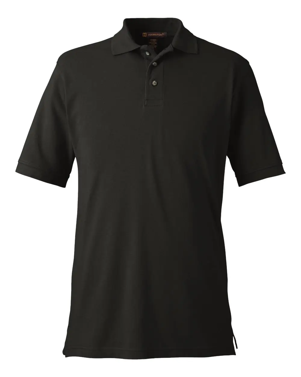 Harriton Men's Pique Polo in Black