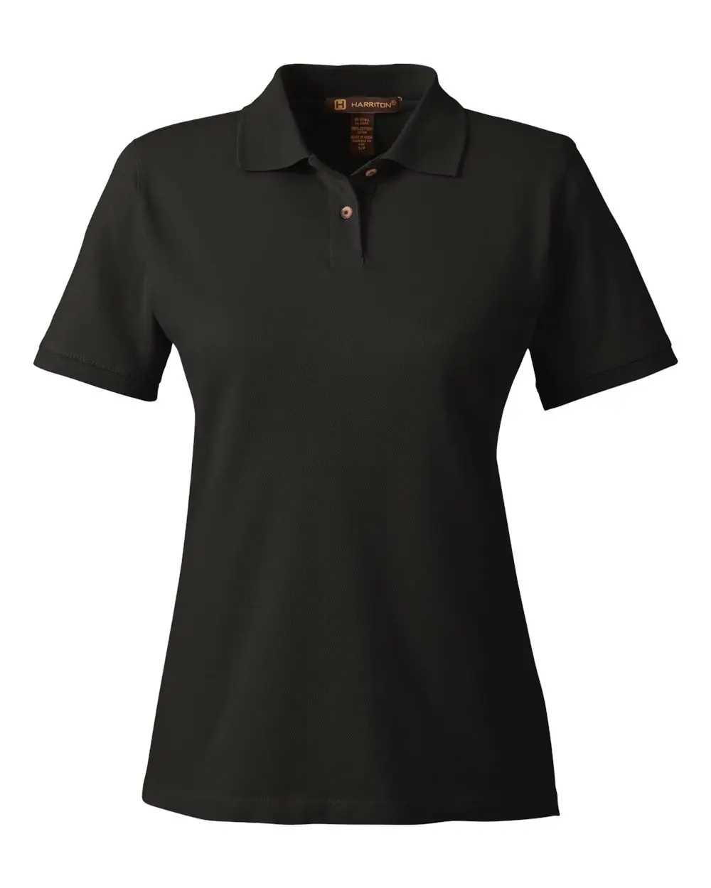 Harriton Women's Cotton Polo in Black