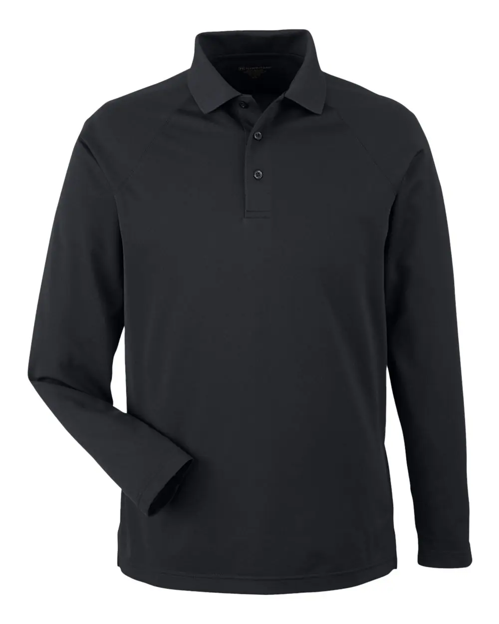 Harriton Men's Charge Snag and Soil Protect Long Sleeve Polo in Black