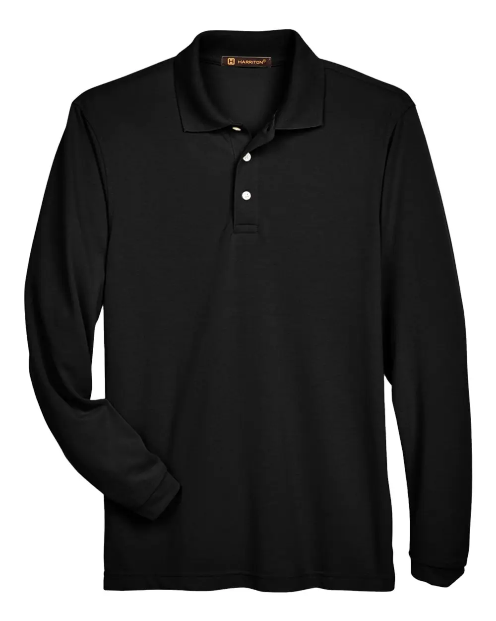 Harriton Men's Easy Blend™ Long Sleeve Polo in Black