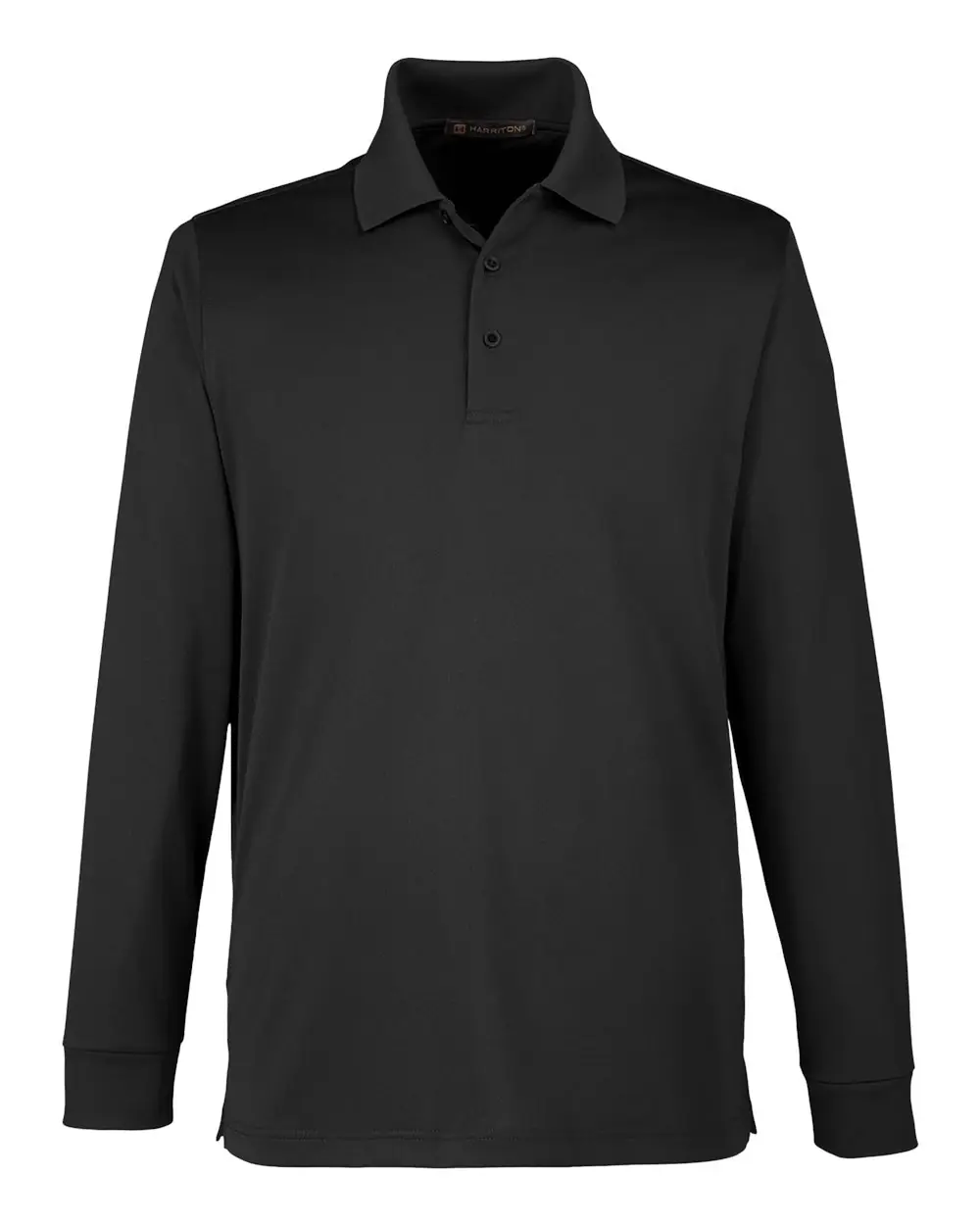 Harriton Men's Tall Advantage Long Sleeve Snag Protection Plus IL Polo in Black