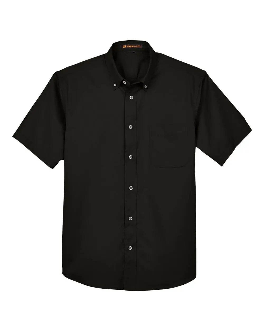 Harriton Men's Easy Blend™ Twill Dress Shirt with Stain-Release in Black